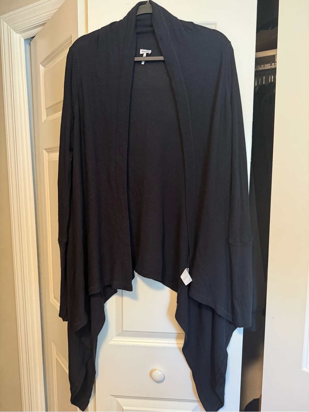 Splendid Black Draped Open-Front Women's Sweater Cardigan